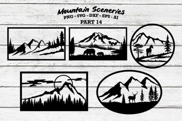 Download Mountain Scene Silhouettes SVG &amp; PNG - Mountain scene Collection