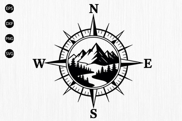 Download Compass with Mountain Scene SVG, Hiking - Mountain scene Collection