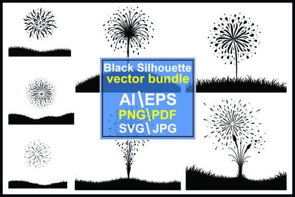 Download Silhouette Fireworks and Grass Elements - Premium Resources