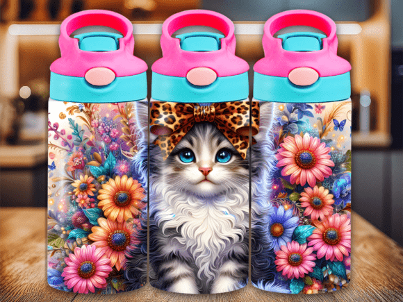 Download Floral Cat Leopard Bow Kids Tumbler Wrap - Kids tumbler wrap Collection
