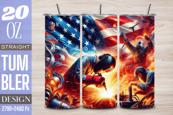 Download American Flag Welding 20 Oz Tumbler Wrap - Premium Bundle