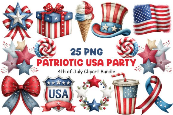 Download 4th of July Patriotic Clipart PNG Bundle - Premium Resources