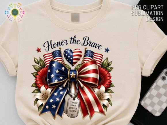 Download Honor the Brave PNG, Patriotic Flag Bow - Premium Resources