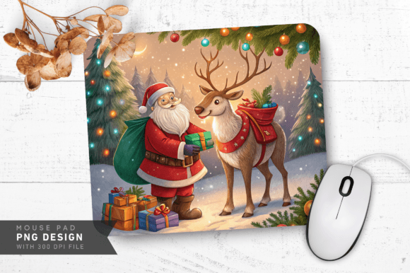 Download Santa and Reindeer in Holiday Mouse Pad - Premium Bundle